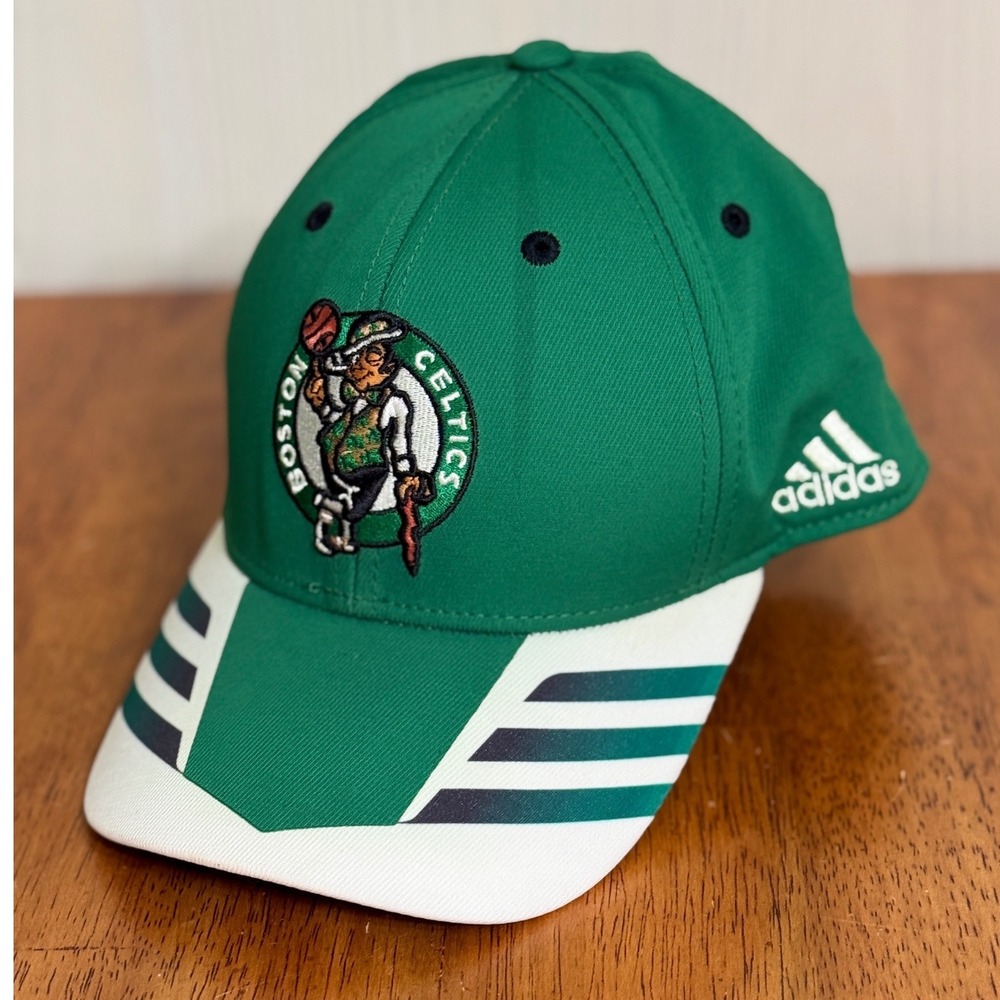 Adidas Boston Celtics Hat Mens L/XL NBA Climalite Stretch Fit Cap Embroidered